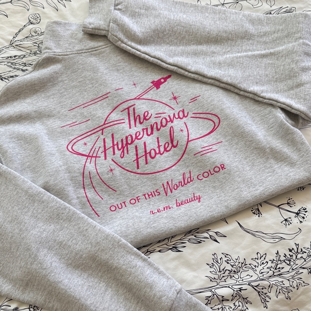 Ariana Grande REM Beauty (r.e.m beauty) gray heather quarter zip Hypernova Hotel